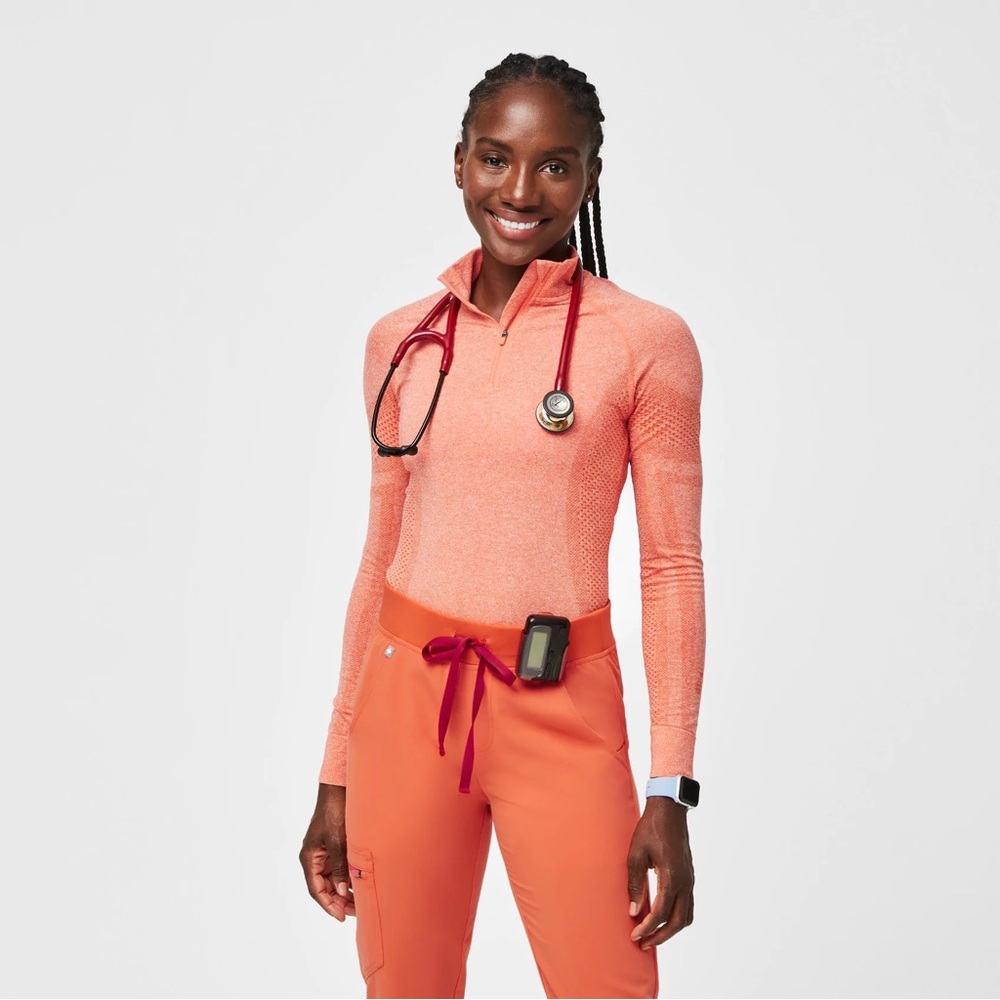 NWT Figs Scrubs Sunset Orange Salta Performance Zip in Medium
